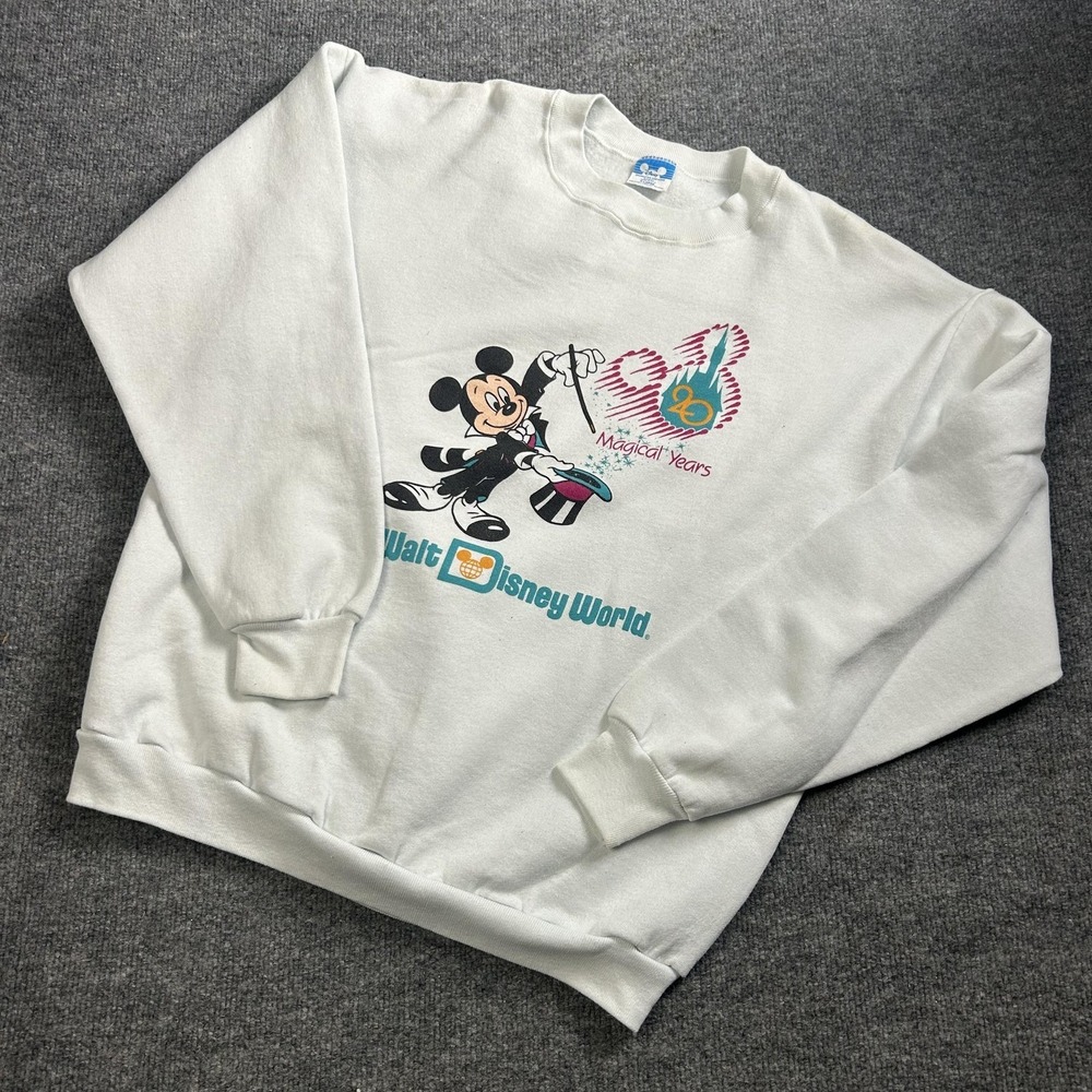 Vintage Disney Sweatshirt Mens XL White Mickey Mouse Magical Years Made USA 90s